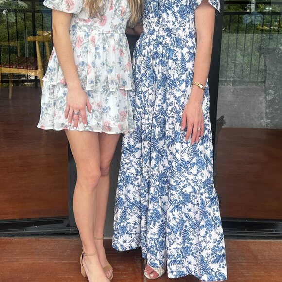 Anthropologie Maeve Somerset Maxi Dress Blue White Floral Small - Picture 5 of 10